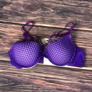 NUYU Kansas State University Wildcats KSU Purple White Mesh Bra NEW Womens 36B